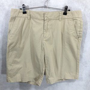 TOMMY HILFIGER Women's Tan Mid Rise Flat Front Khaki Bermuda Shorts size 8